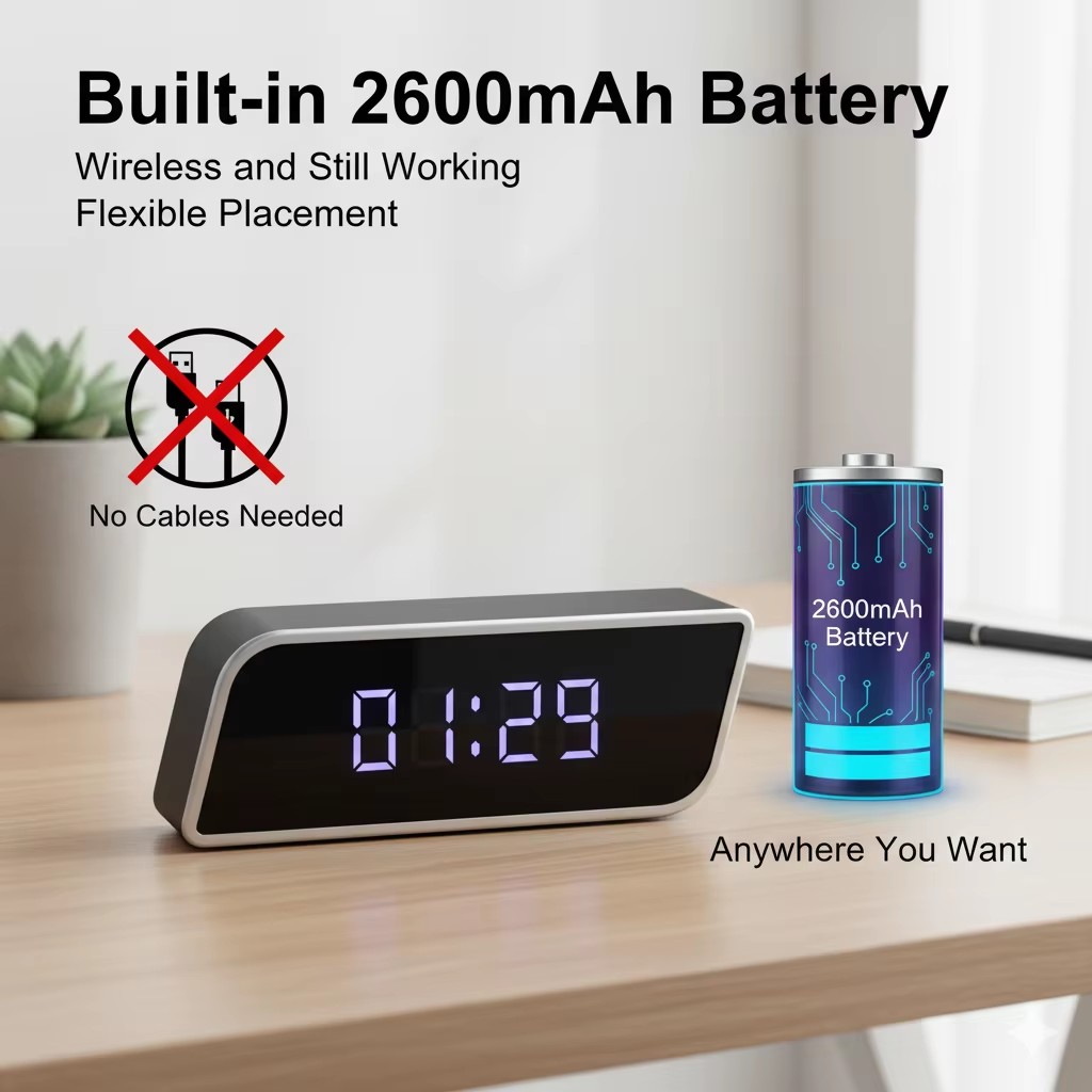 Hidden Camera Clock - Cyfrowa kamera z zegarem 1080P FHD,