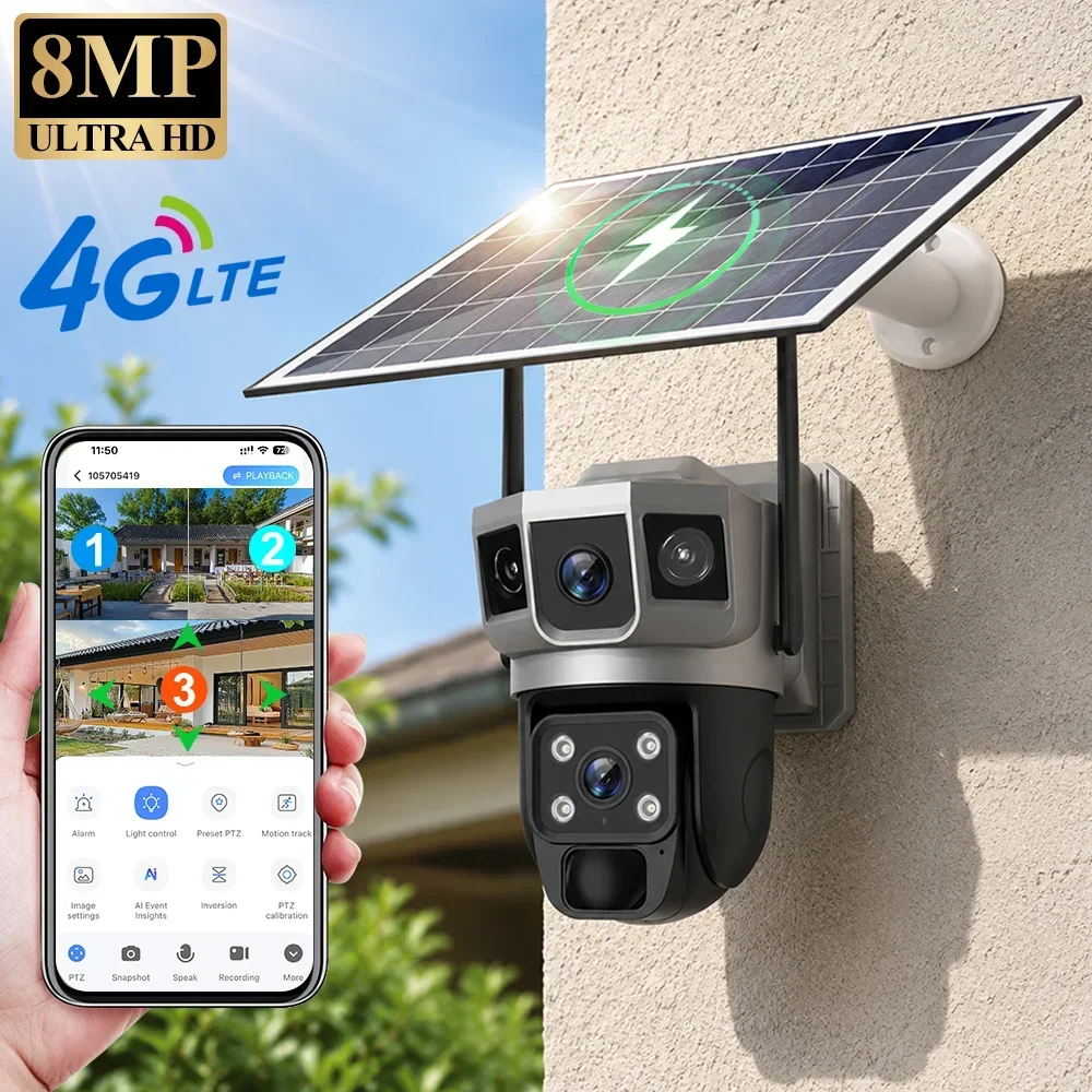 Home Security Upgrades - Kamera V380 4K z trzema ekranami,